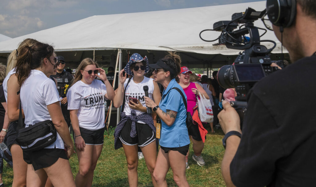 Ashley and Brittany visit with members of Trump Nation during 'Save America!' rally