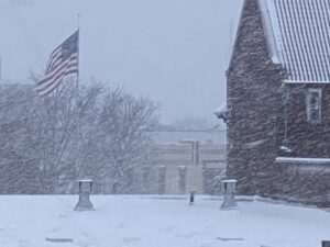 Saturday morning snowfall at sunrise